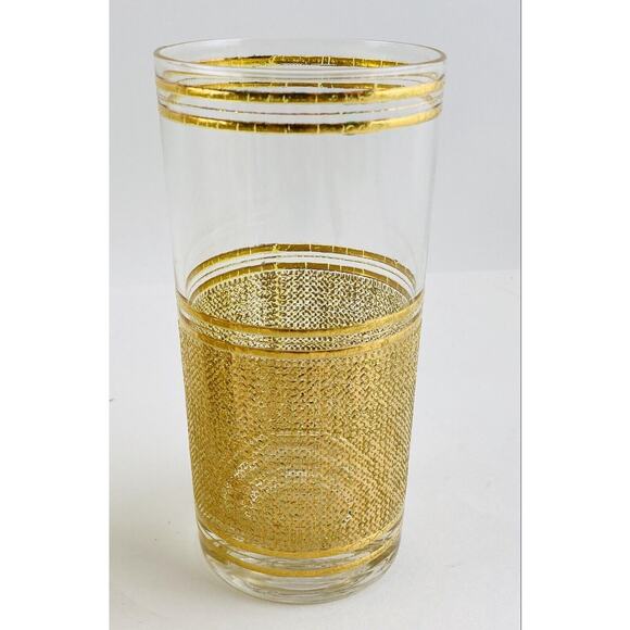 Set of 7 MCM Vintage Culver High ball Cocktail Glasses Tumblers Gold Band Bottom - Picture 6 of 10